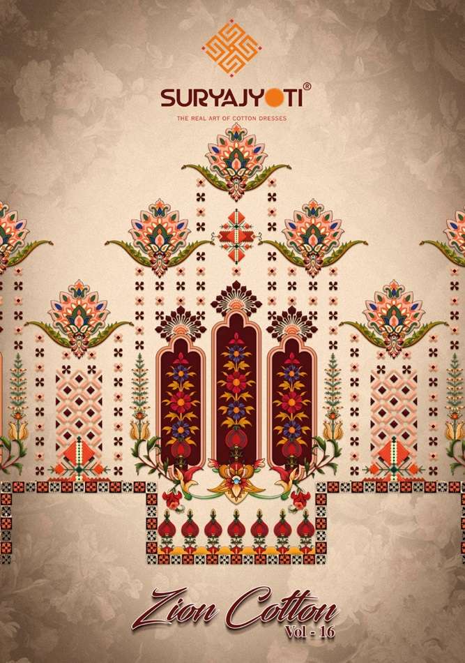 ZION COTTON VOL-16 BY SURYAJYOTI 16001 TO 16016 SERIES COTTON DRESSES