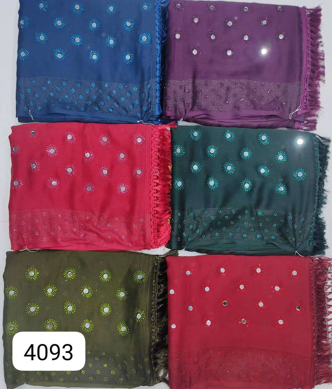 4093 COLOUR BY ASLIWHOLESALE DESIGNER PURE FANCY EMBROIDERY SAREES