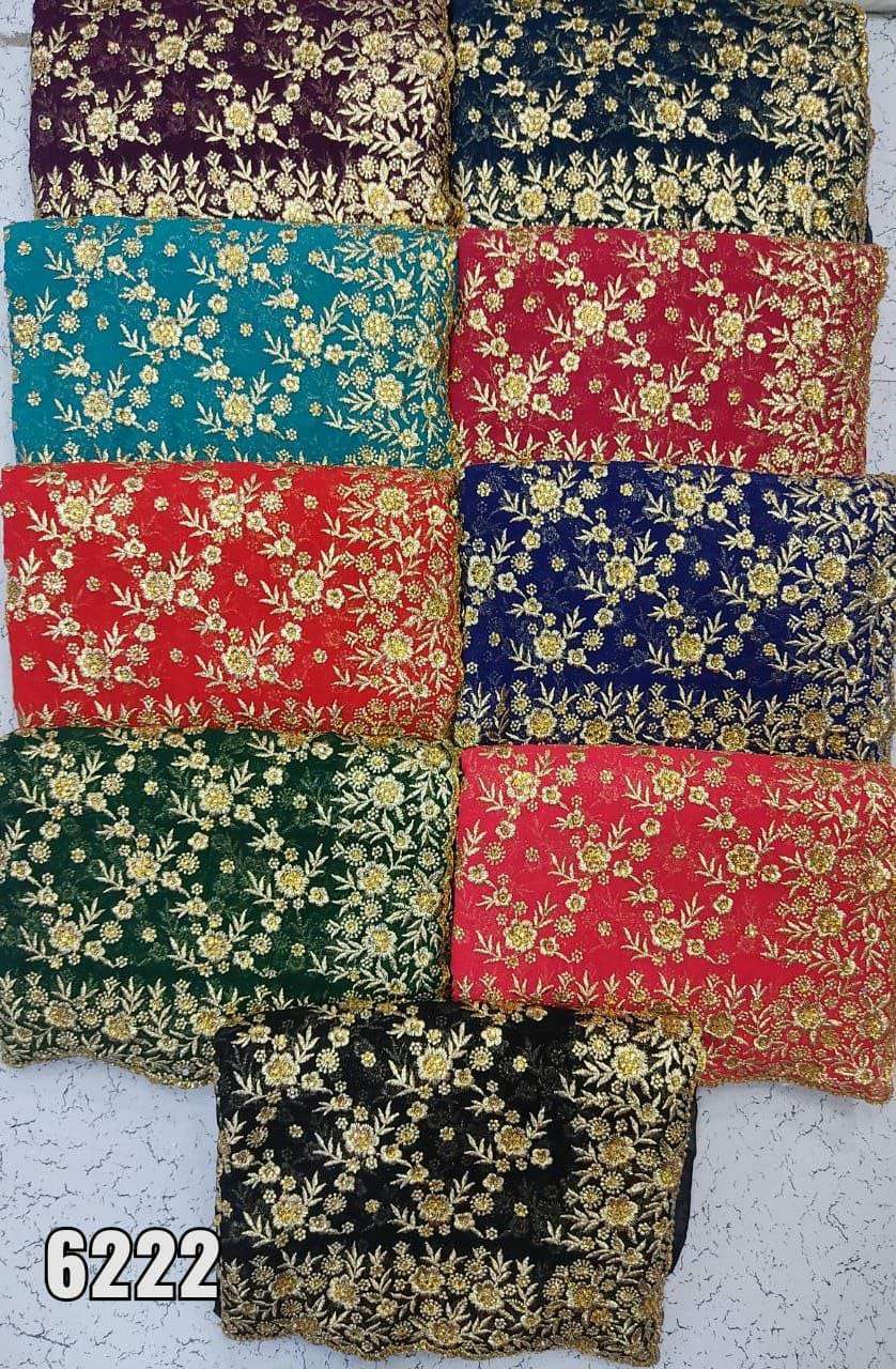 6222 COLOUR BY ASLIWHOLESALE DESIGNER PURE GEORGETTE EMBROIDERY SAREES