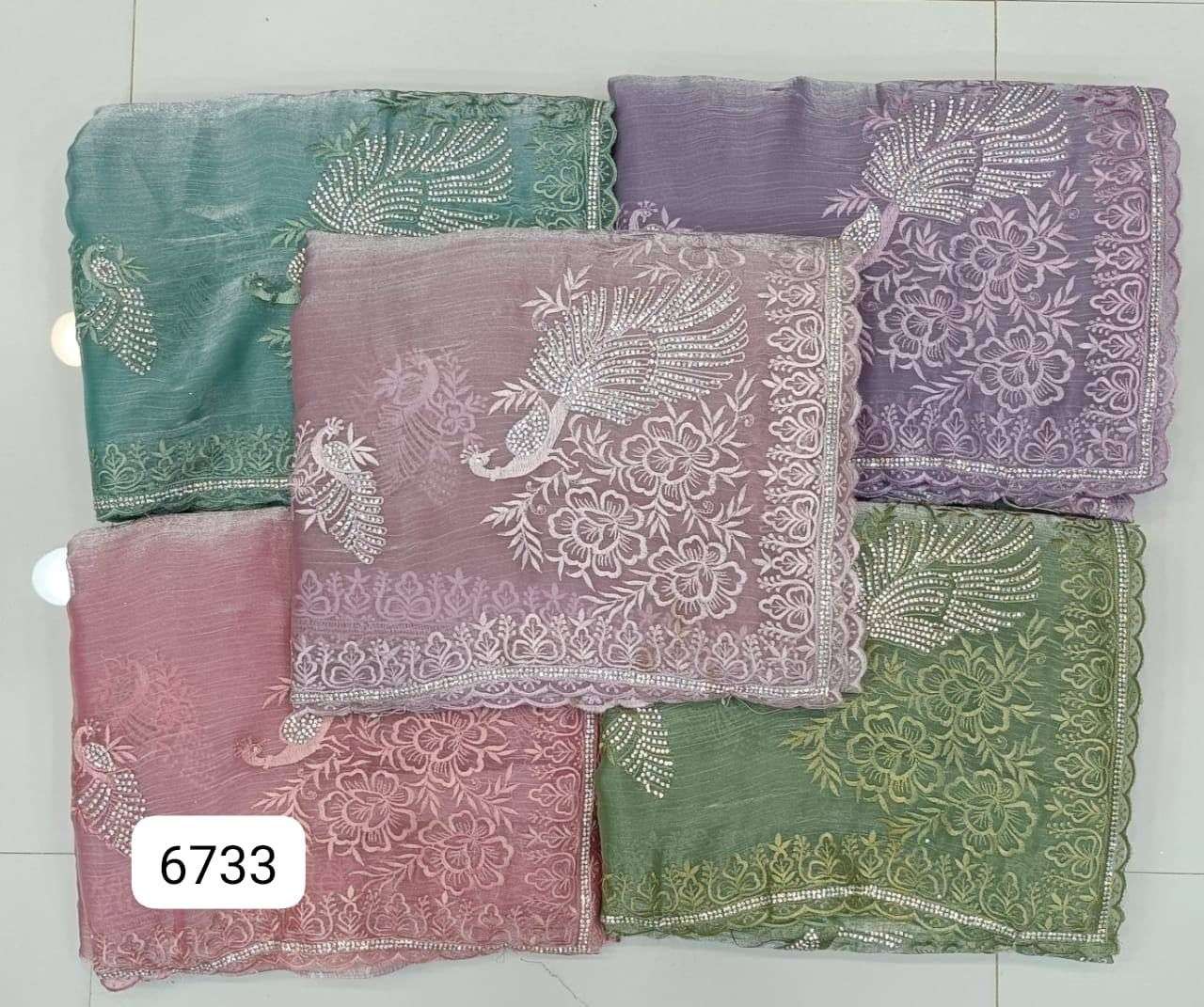 6733 COLOUR BY ASLIWHOLESALE DESIGNER SOFT FANCY BURBURY WORK SAREES