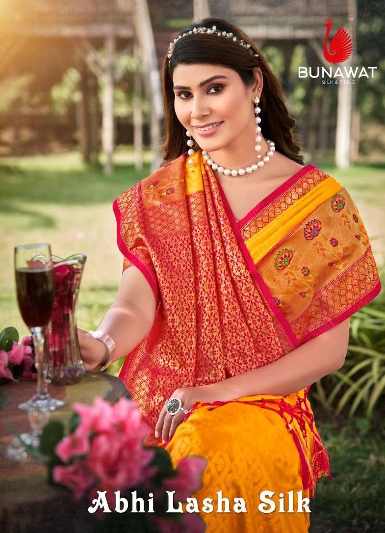 ABHILASHA SILK BY BUNAWAT 1001 TO 1006 SERIES BANARASI SILK PRINT SAREES