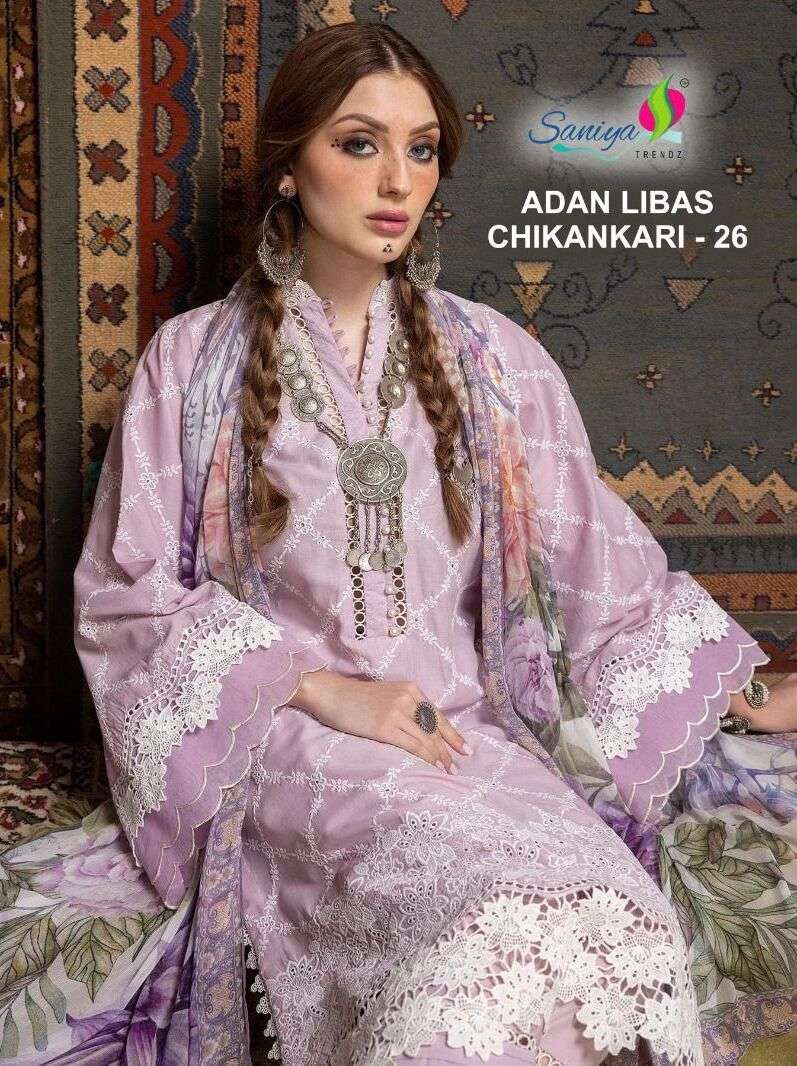 ADAN LIBAS CHIKANKARI VOL-26 BY SANIYA TRENDZ HEAVY COTTON PAKISTANI DRESSES