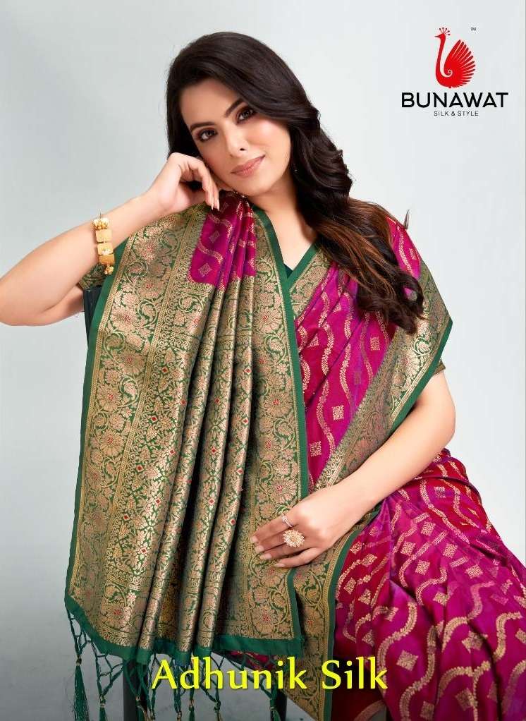 ADHUNIK SILK BY BUNAWAT 1001 TO 1006 SERIES BANARASI SILK PRINT SAREES