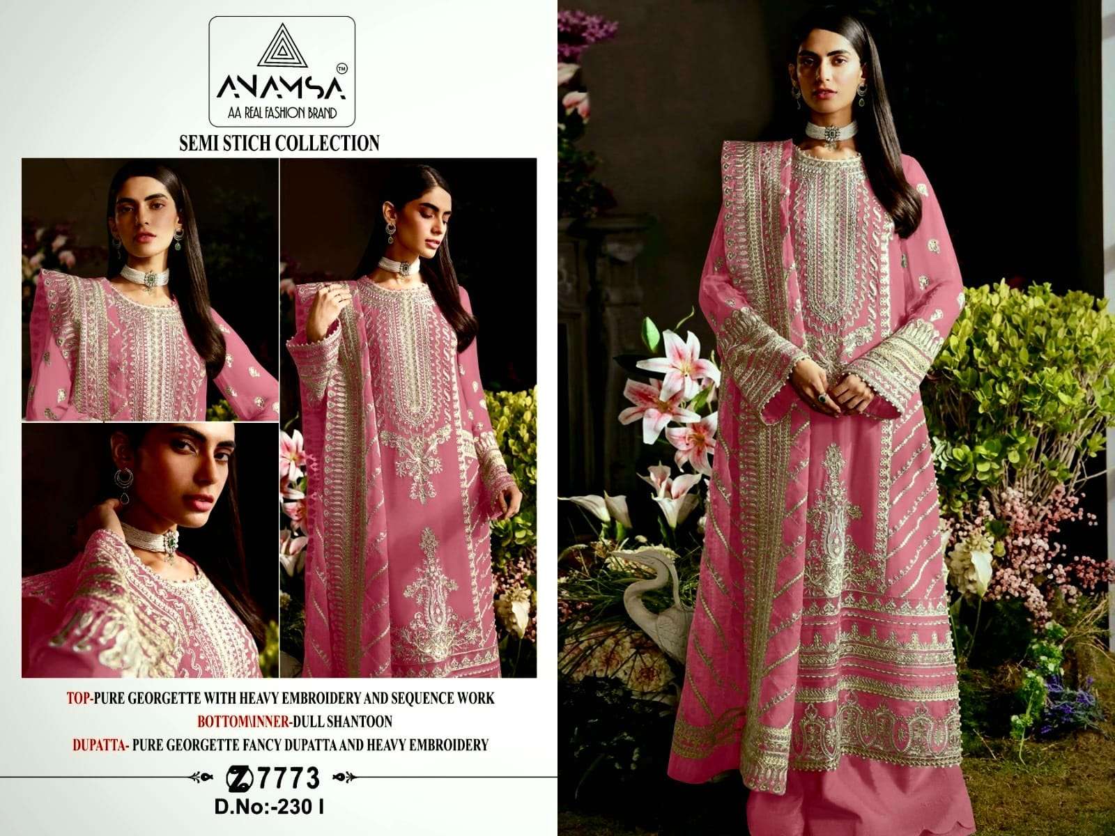 ANAMSA 230 I TO L BY ANAMSA DESIGNER PURE HEAVY FAUX GEORGETTE WORK DRESS