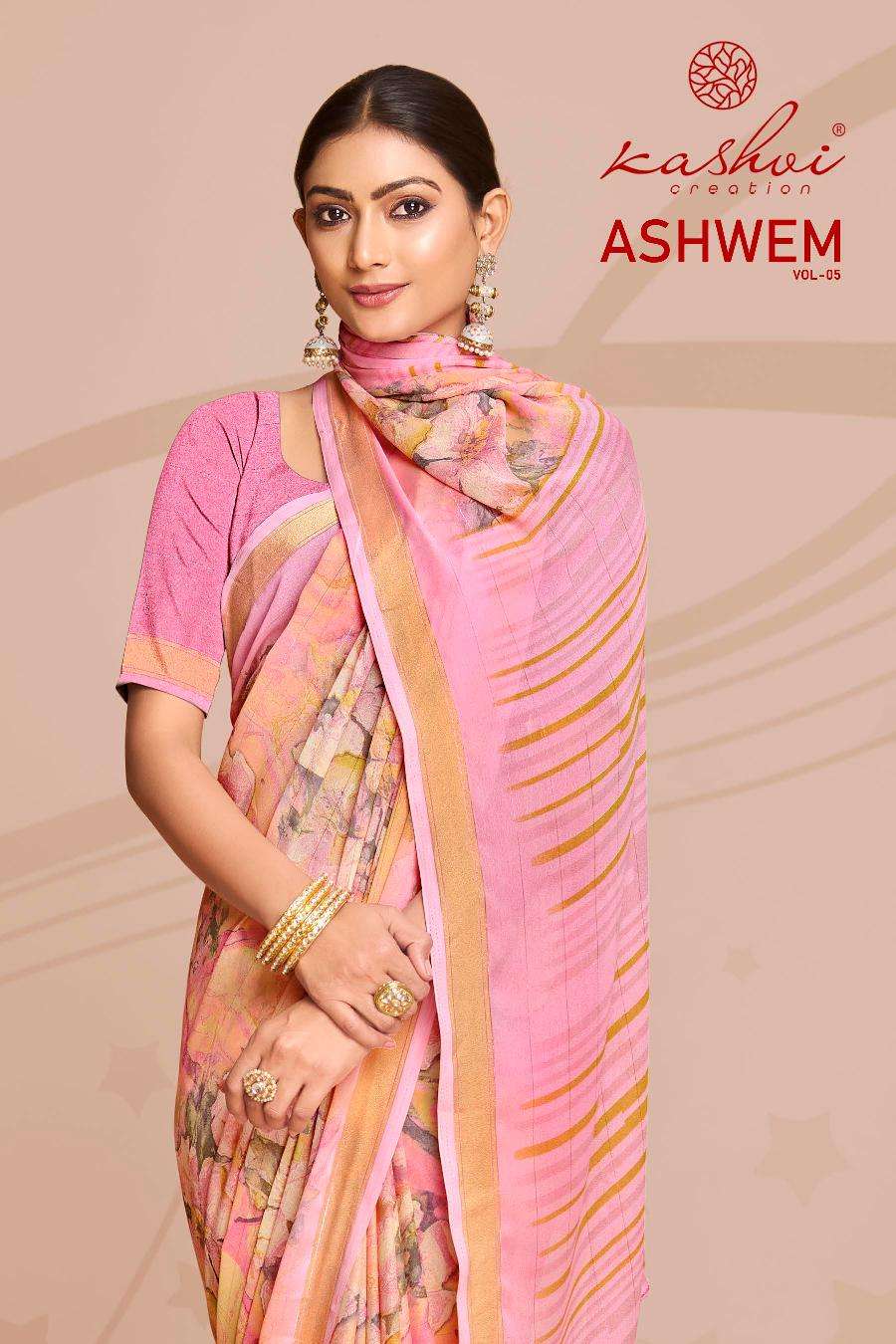 ASHWEM VOL-05 BY KASHVI CREATION 1001 TO 1008 SERIES MOSS PRINT SAREES