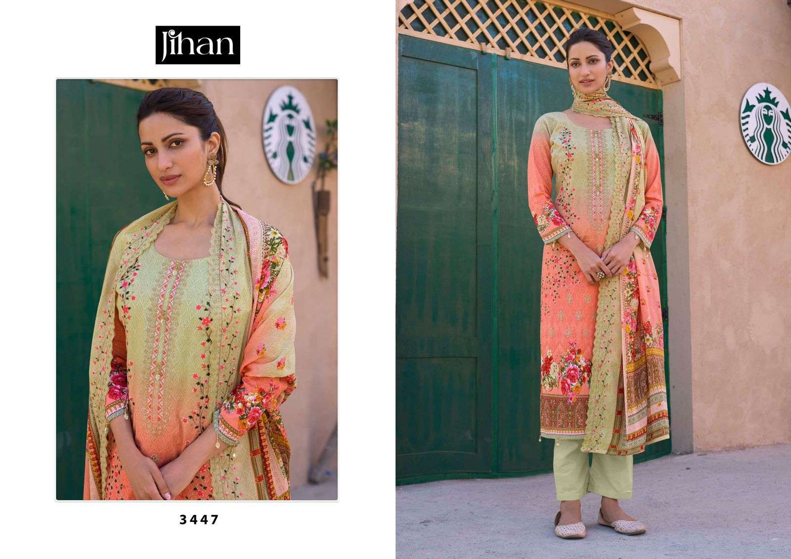 BIN SAEED LAWN COLLECTION VOL -  9   BY JIHAN DESIGNER PURE HEAVY COTTON EMBROIDERY DRESSES