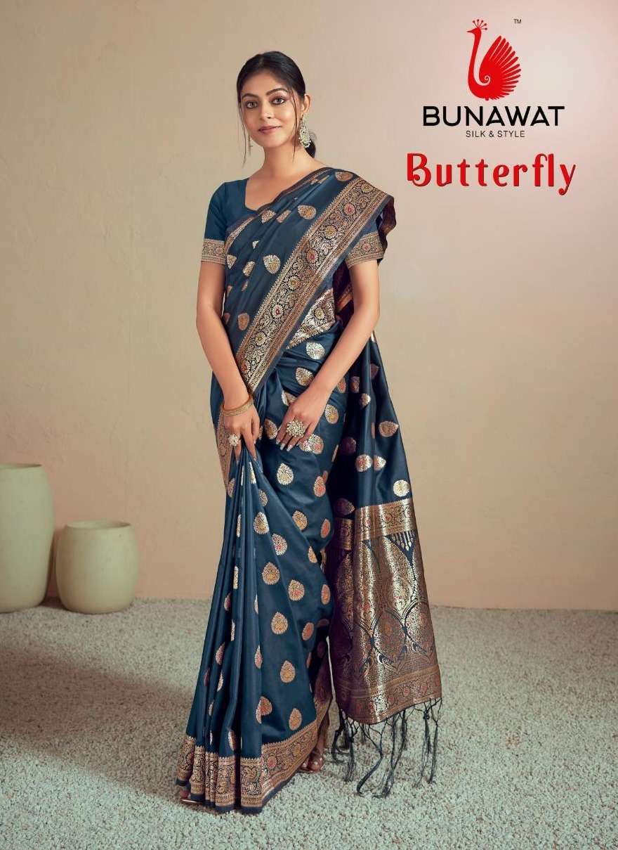 BUTTERFLY BY BUNAWAT 1001 TO 1006 SERIES KANJIVARM SILK PRINT SAREES