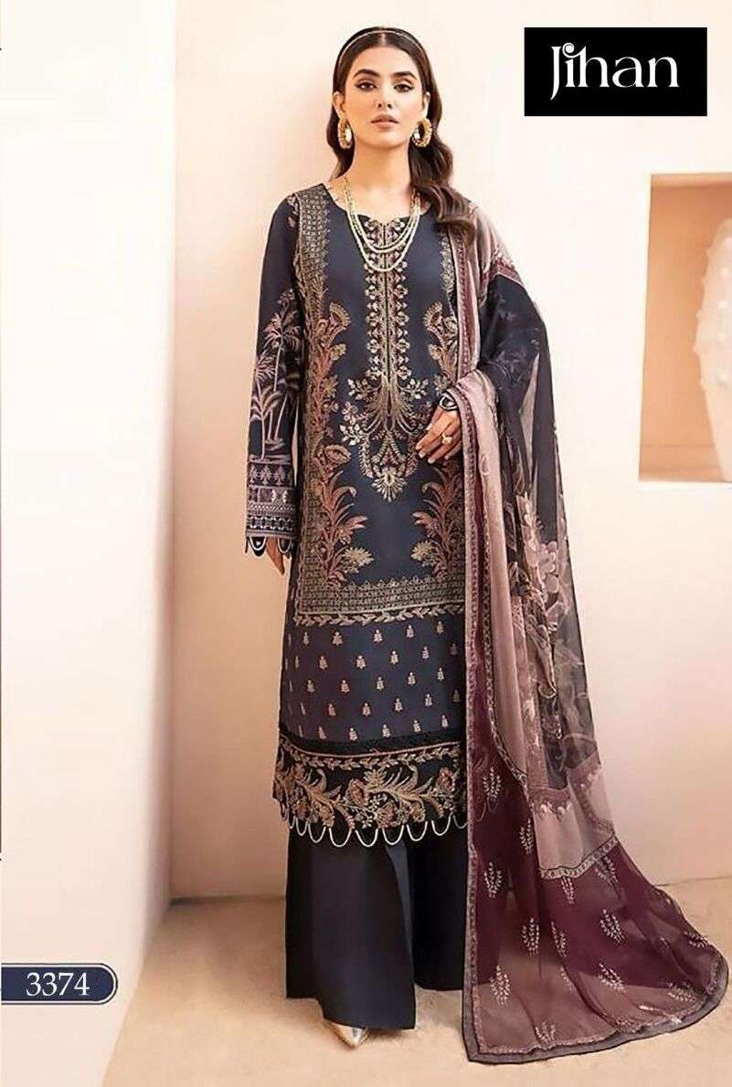 CHEVRON 3374 BY JIHAN DESIGNER PURE HEAVY COTTON EMBROIDERY DRESSES