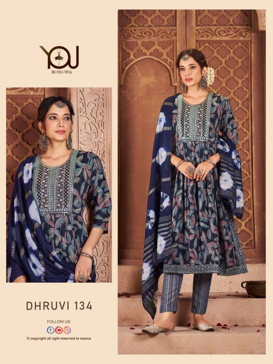 DHRUVI BY YOU DESIGNER FACNY MODAL CONCEPT PRINTED STITCHED DRESSES