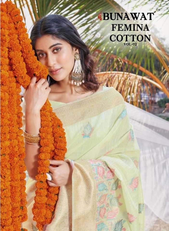 FEMINA COTTON VOL-02 BY BUNAWAT 1001 TO 1006 SERIES COTTON PRINT SAREES