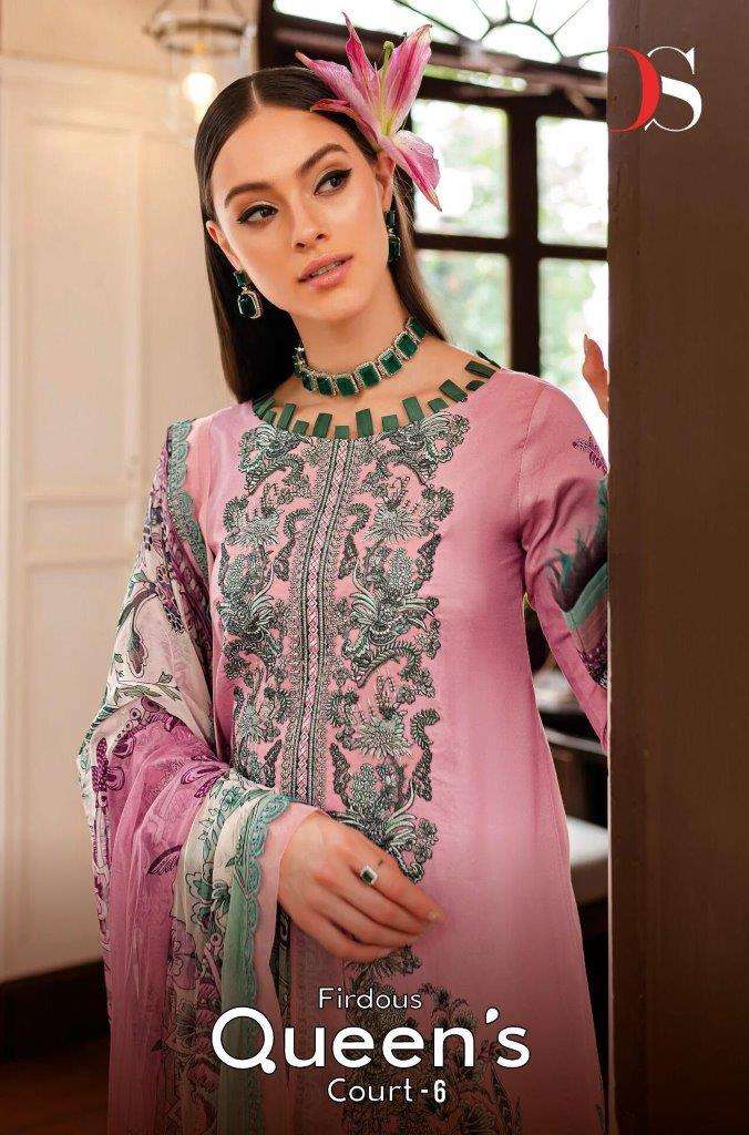 FIRDOUS QUEENS COURT VOL-6 BY DEEPSY SUITS 6001 TO 6008 SERIES COTTON PAKISTANI DRESSES