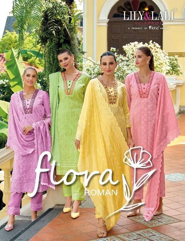 FLORA ROMAN BY LILY AND LALI 17201 TO 17206 SERIES HANDWORK COTTON DRESSES