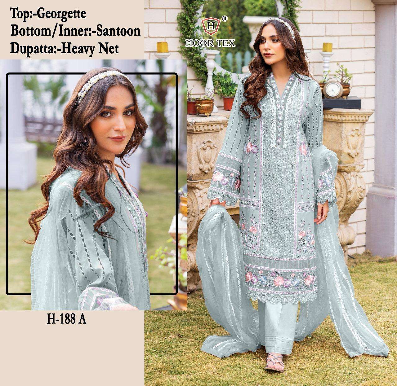 H-188 COLOURS BY HOOR TEX FAUX GEORGETTE EMBROIDERED PAKISTANI DRESSES