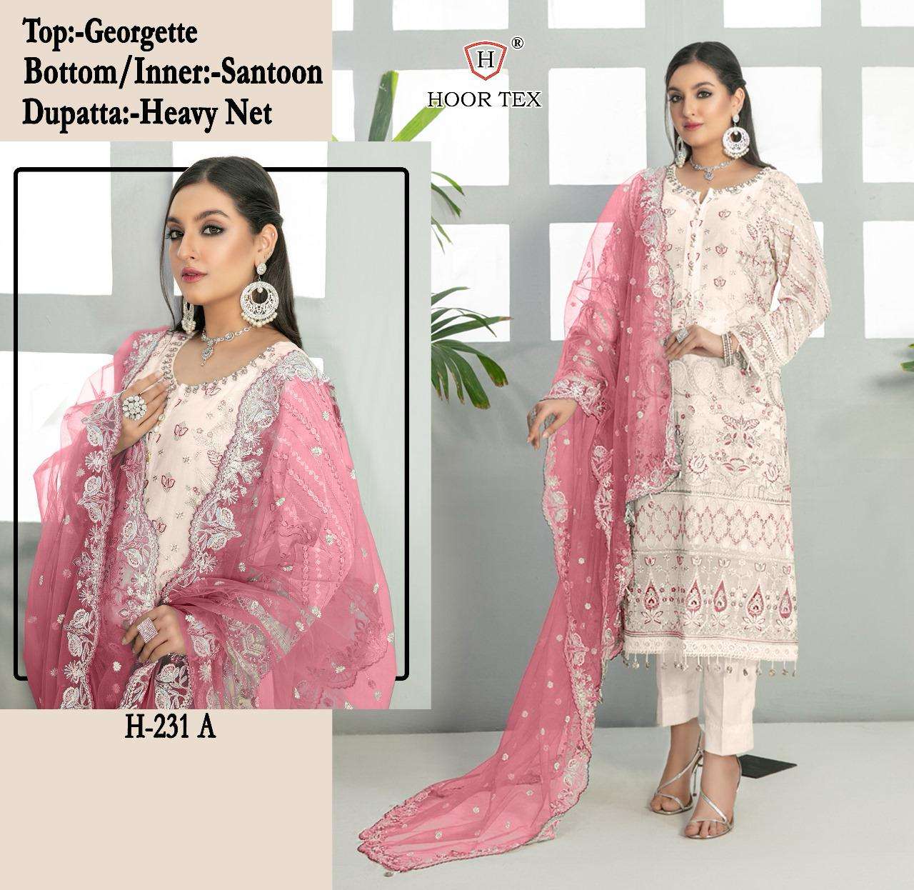 H-231 COLOURS BY HOOR TEX FAUX GEORGETTE EMBROIDERED PAKISTANI DRESSES