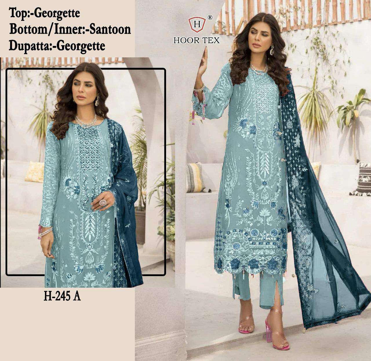 H-245 COLOURS BY HOOR TEX FAUX GEORGETTE EMBROIDERED PAKISTANI DRESSES