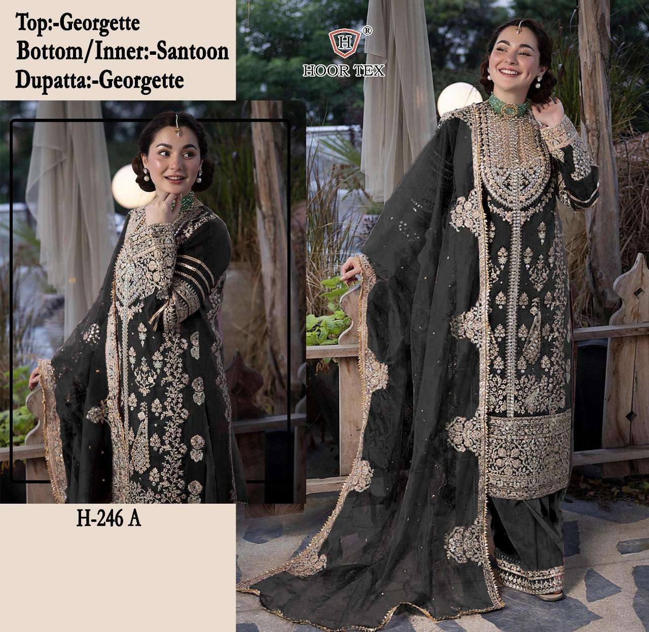 H-246 COLOURS BY HOOR TEX FAUX GEORGETTE EMBROIDERED PAKISTANI DRESSES