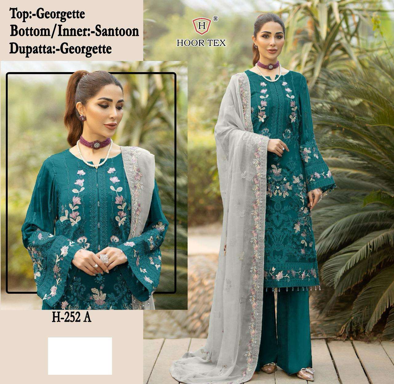 H-252 COLOURS BY HOOR TEX FAUX GEORGETTE EMBROIDERED PAKISTANI DRESSES