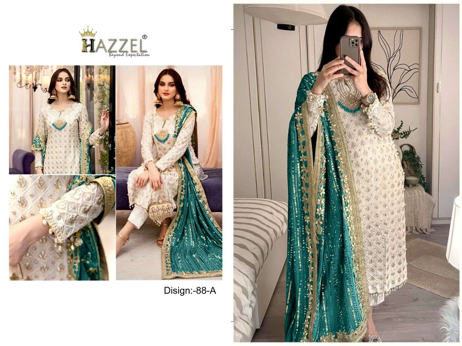 HAZZEL 088 COLOURS BY HAZZEL HEAVY FAUX GEORGETTE WORK PAKISTANI DRESSES