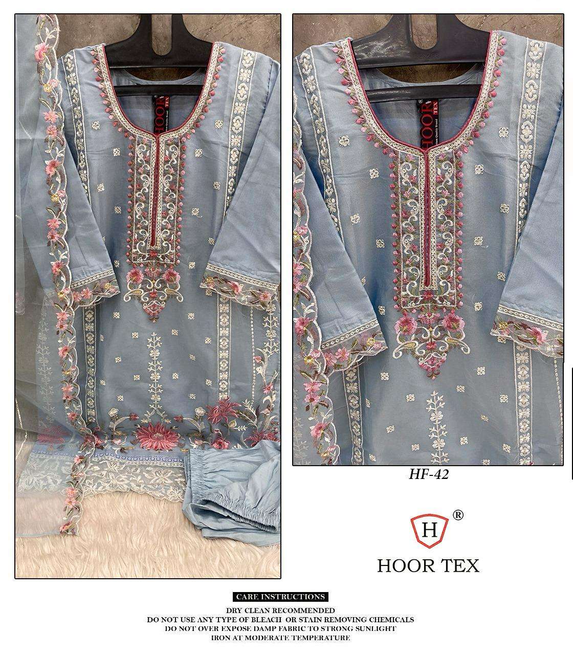 HF-42 HIT DESIGN BY HOOR TEX DESIGNER ORGANZA EMBROIDERED PAKISTANI DRESSES