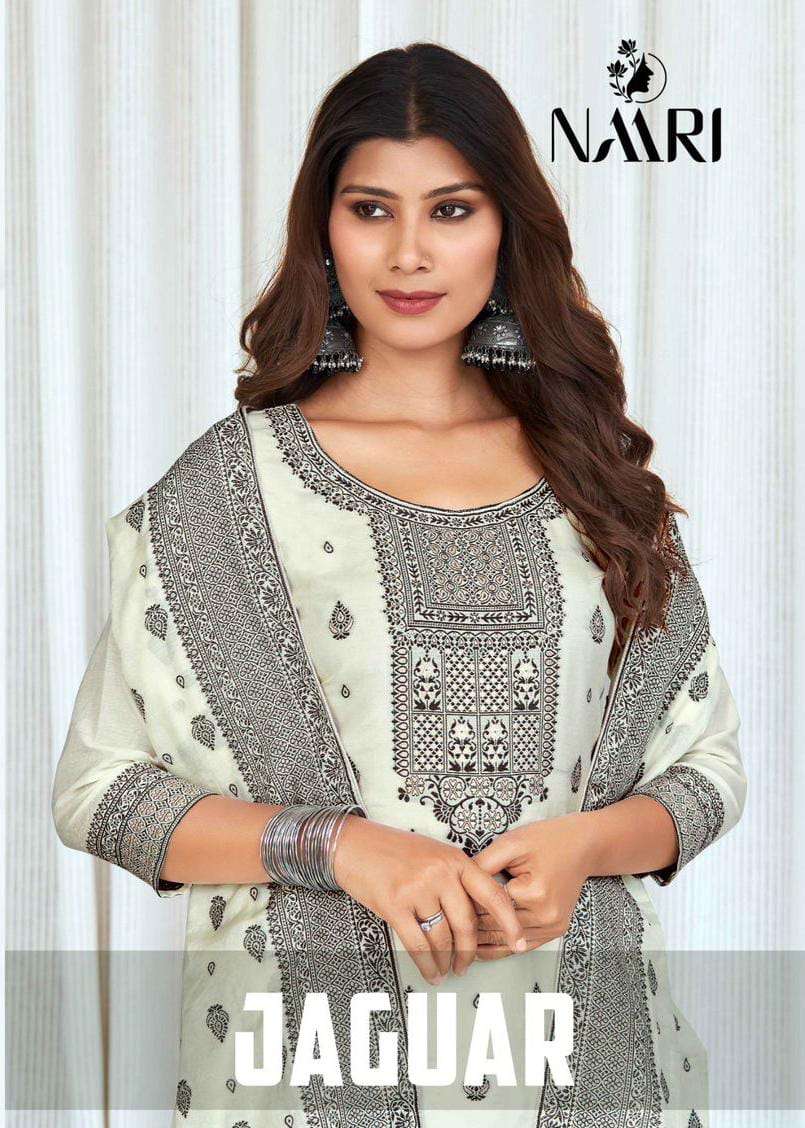 JAGUAR BY NAARI 77101 TO 77104 SERIES PURE MUSLIN JACQUARD DRESSES