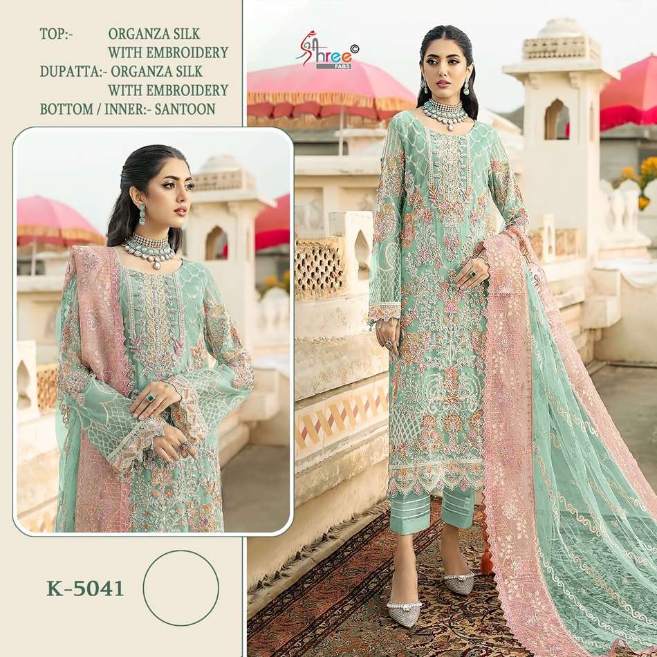 K-5041 HIT DESIGN BY SHREE FABS DESIGNER ORGANZA EMBROIDERY PAKISTANI DRESSES