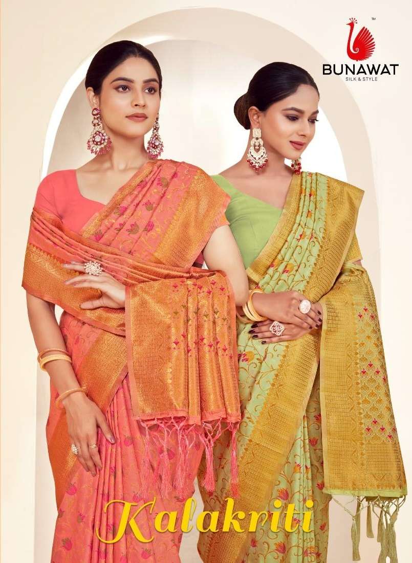 KALAKRITI BY BUNAWAT 1001 TO 1006 SERIES BANARASI SILK PRINT SAREES