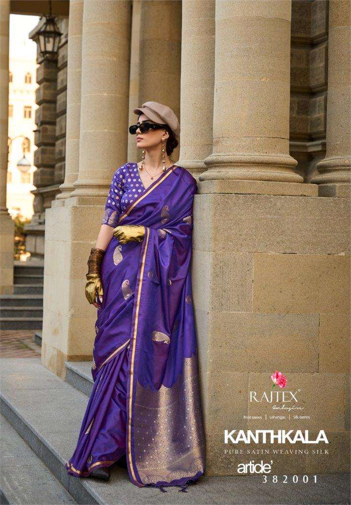 KANTHKALA BY RAJTEX 382001 TO 382006 SERIES PRINTED SATIN SILK SAREES