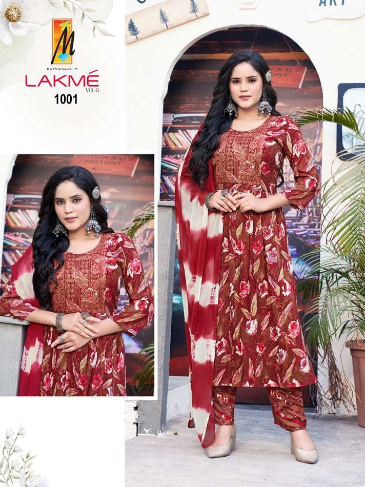 LAKME VOL-05 BY MASTER 1001 TO 1008 SERIES DESIGNER RAYON PRINT DRESSES