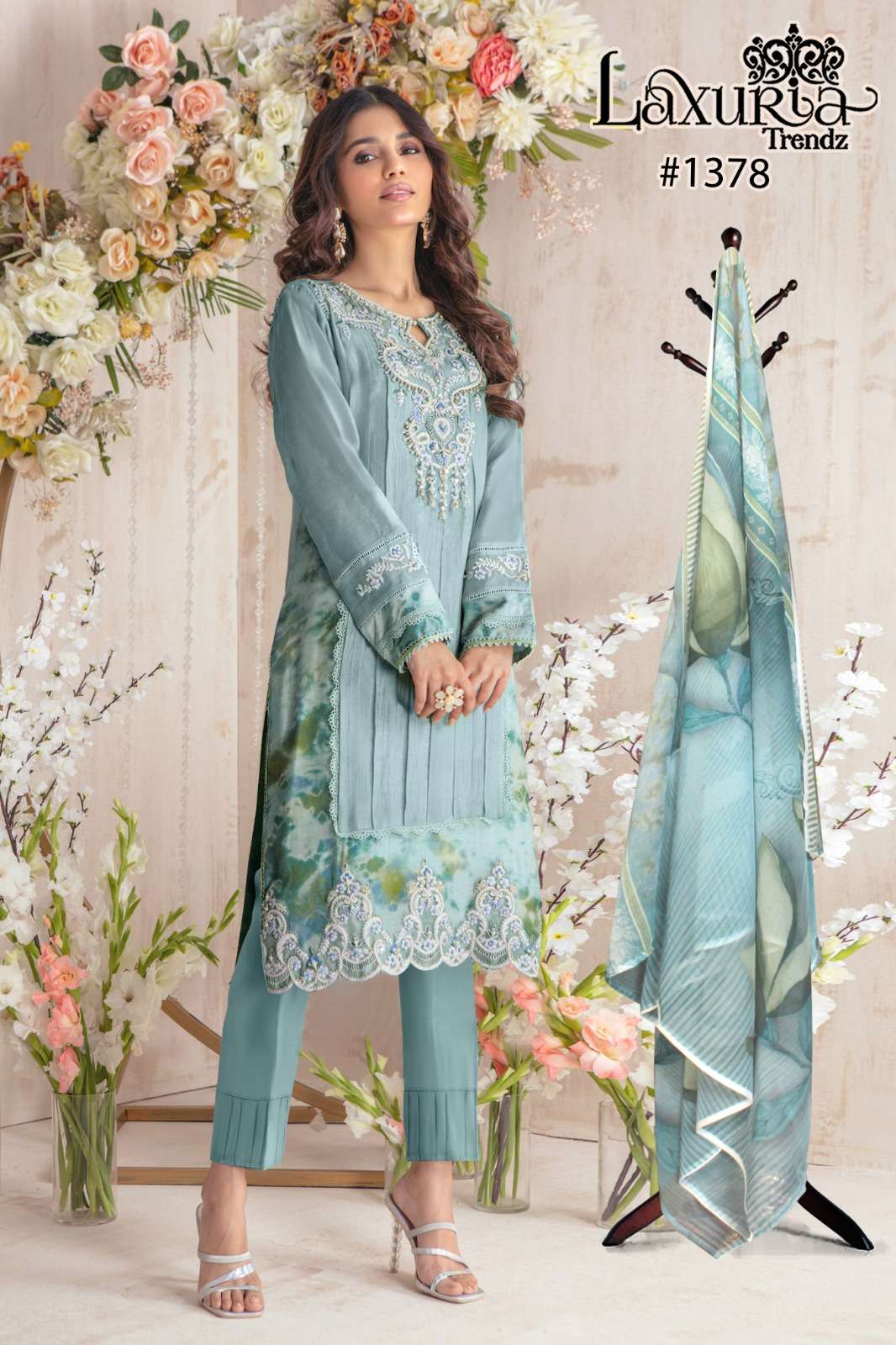 LAXURIA 1378 BY LAXURIA TRENDZ DESIGNER FAUX GEORGETTE STITCHED DRESS