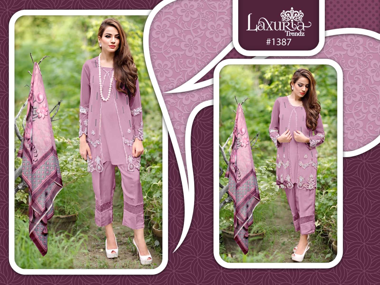 LAXURIA 1387 COLOURS BY LAXURIA TRENDZ FAUX GEORGETTE STITCHED DRESSES