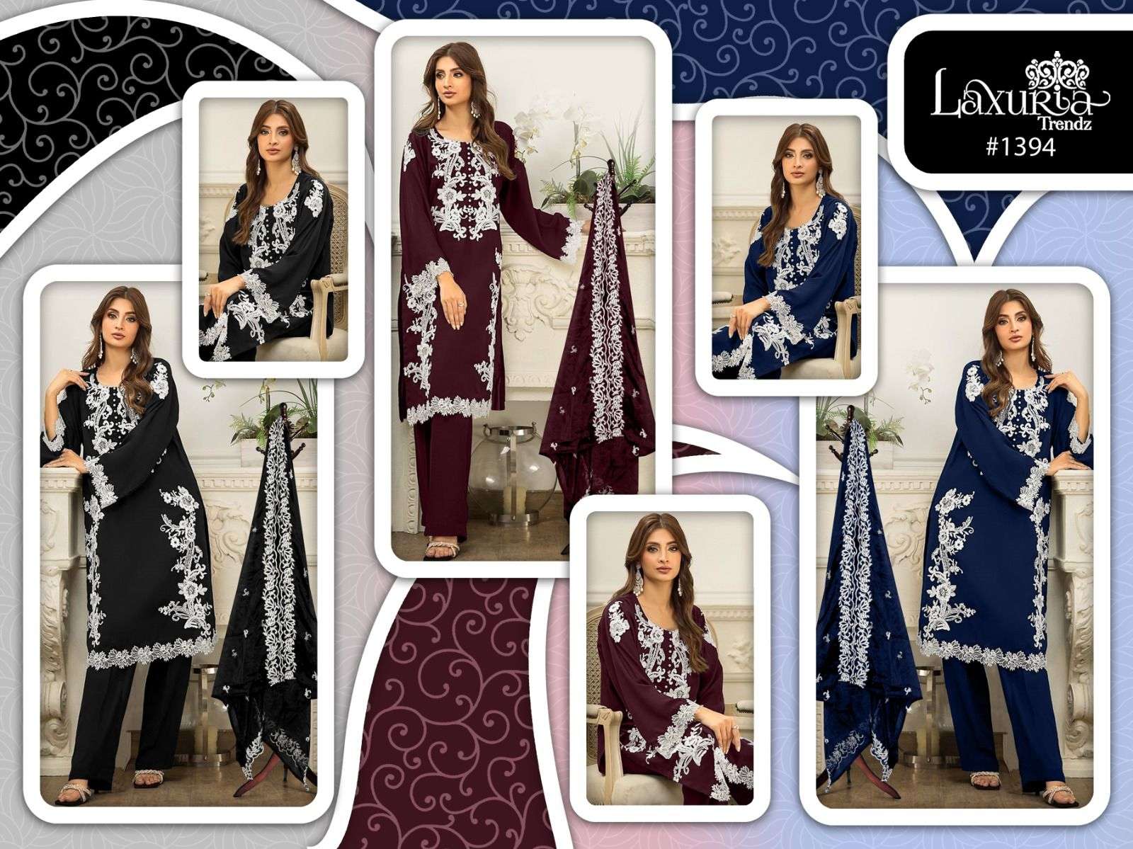 LAXURIA 1394 COLOURS BY LAXURIA TRENDZ FAUX GEORGETTE STITCHED DRESSES