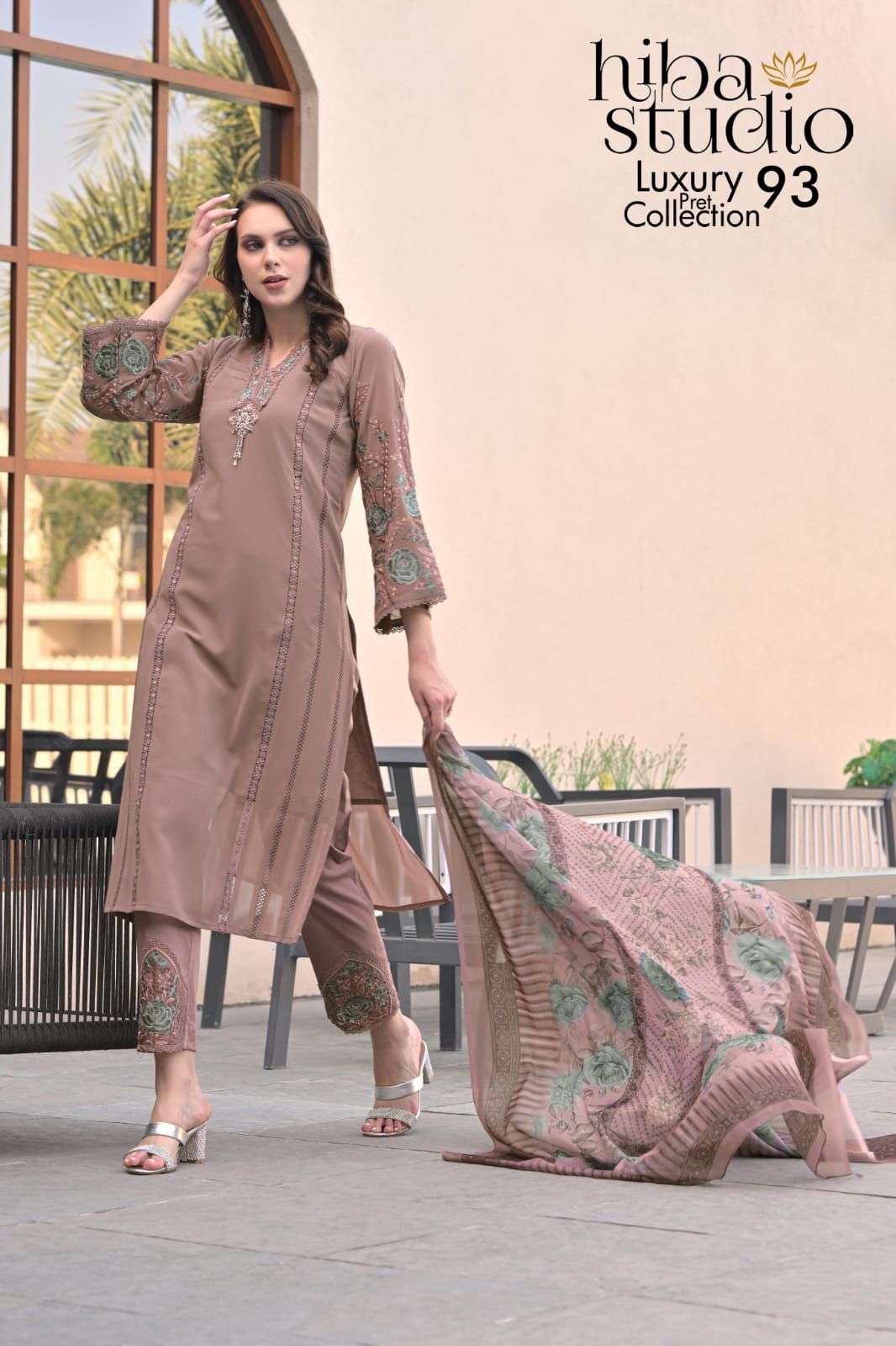 LUXURY PRET COLLECTION VOL-93 BY HIBA STUDIO DESIGNER GEORGETTE PAKISTANI DRESSES