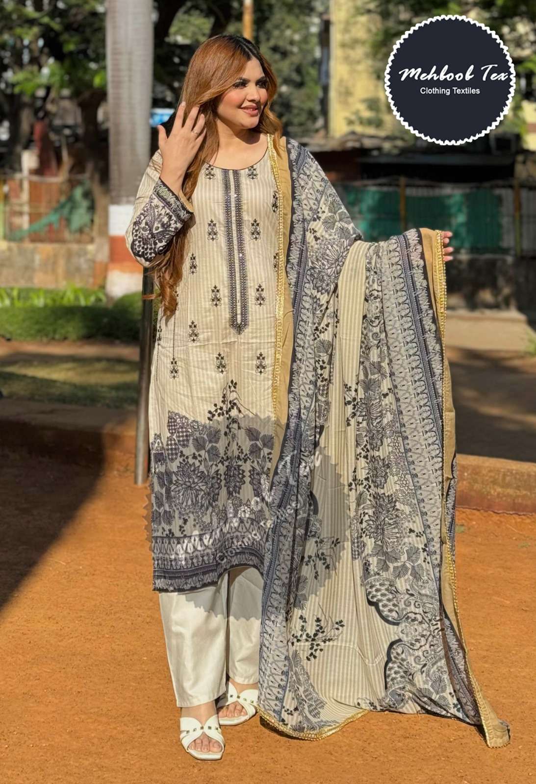 M-1325 HIT DESIGN BY MEHBOOB TEX DESIGNER HEAVY COTTON EMBROIDERED DRESSES