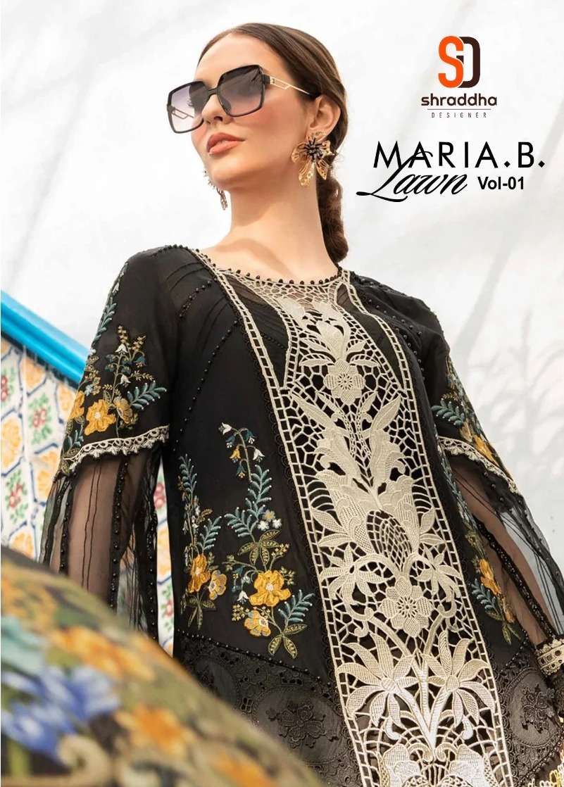 MARIA.B LAWN VOL-1 BY SHRADDHA DESIGNER 1001 TO 1006 SERIES LAWN DRESSES