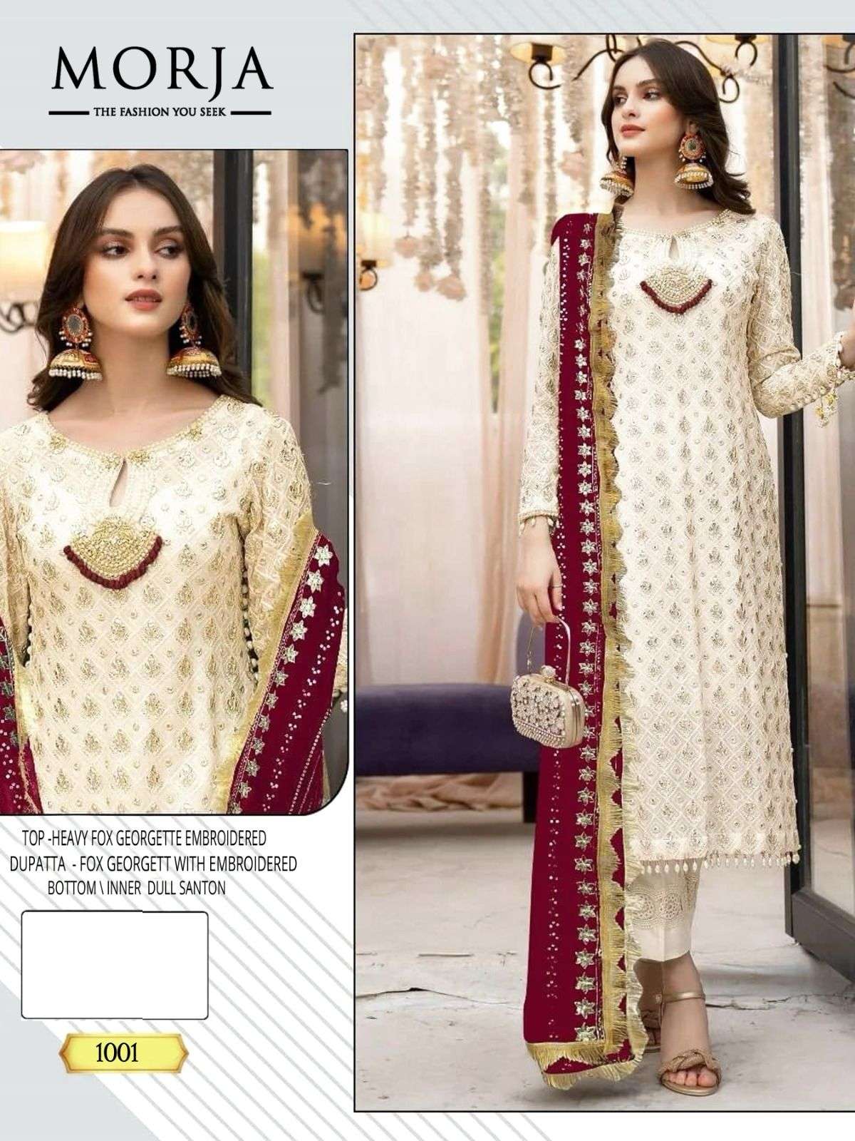 MORJA 1001 BY ASLIWHOLESALE HEAVY FAUX GEORGETTE EMBROIDERY DRESSES