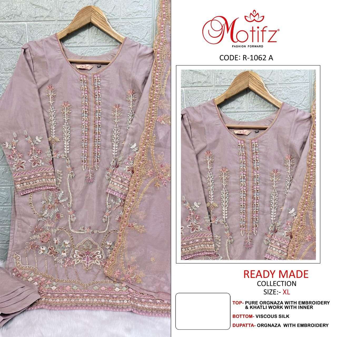 MOTIFZ 1062 COLOURS BY MOTIFZ DESIGNER ORGANZA EMBROIDERY PAKISTANI DRESSES