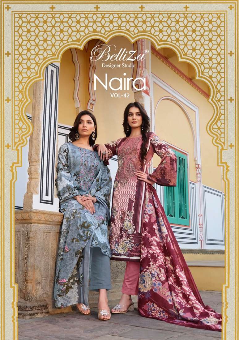 NAIRA VOL-42 BY BELLIZA 895-001 TO 895-008 SERIES COTTON EMBROIDERY DRESSES