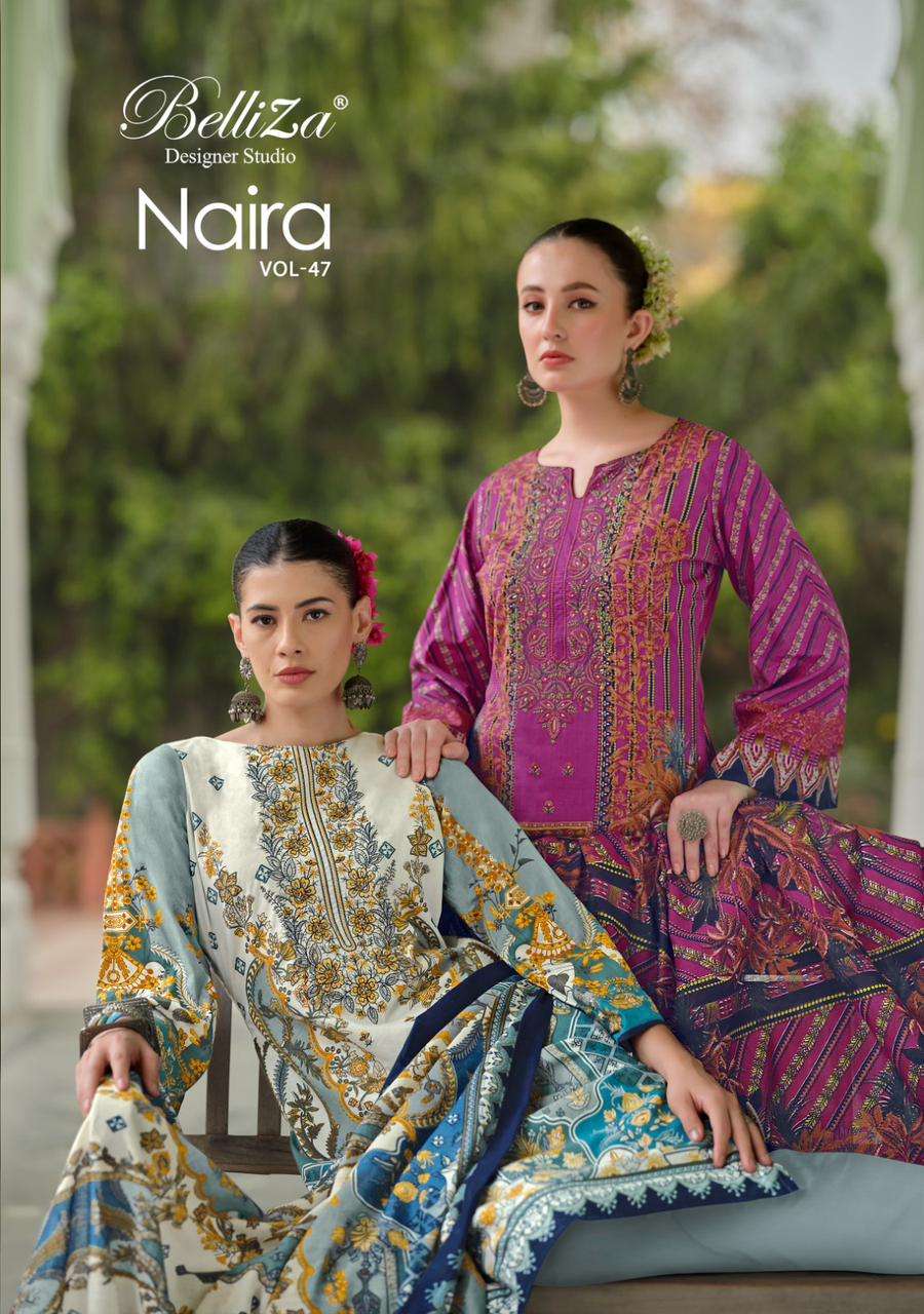 NAIRA VOL-47 BY BELLIZA 907-001 TO 907-008 SERIES COTTON EMBROIDERY DRESSES