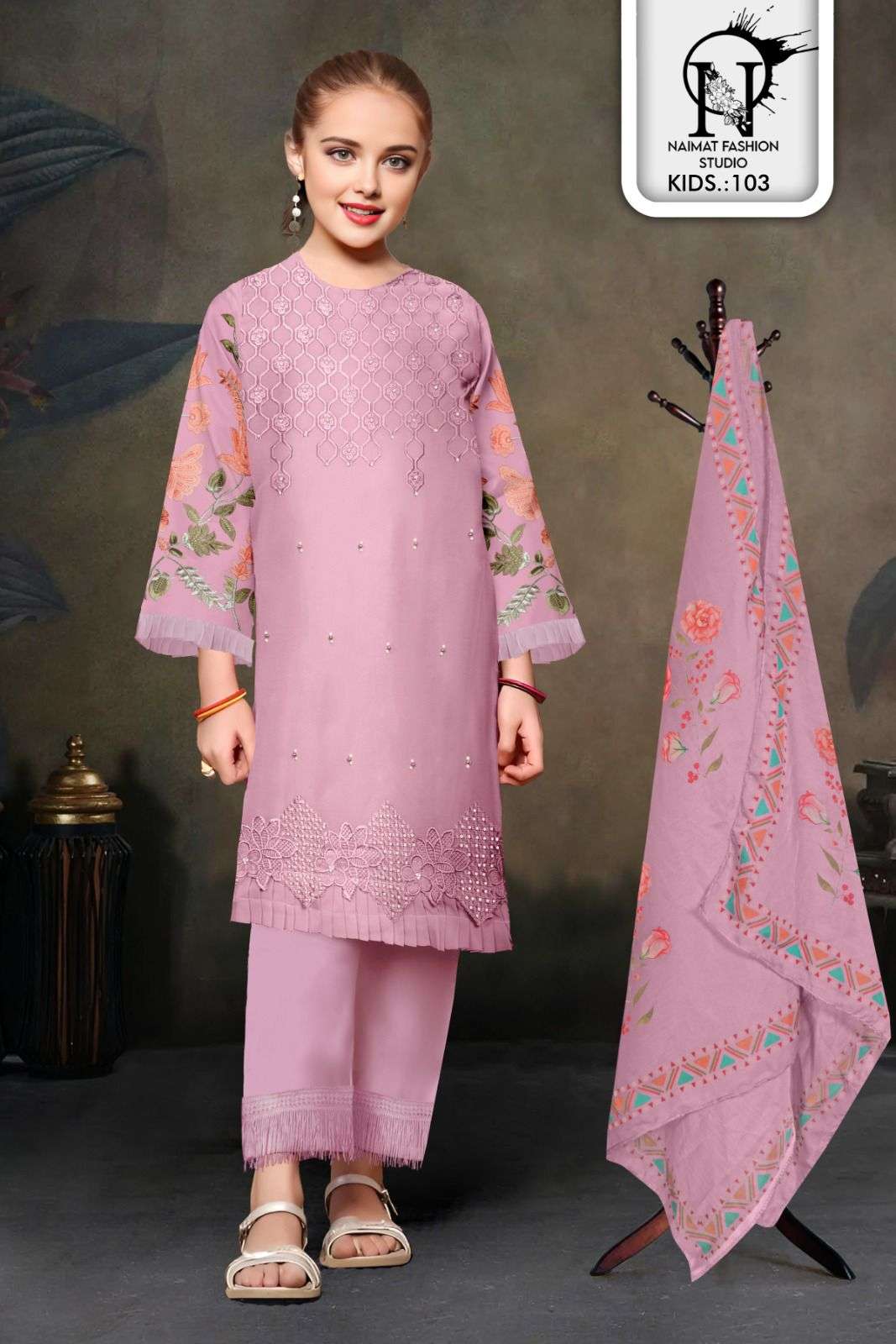 NFS 103 COLOURS BY NAIMAT FASHION STUDIO PURE GEORGETTE PAKISTANI KIDS DRESSES