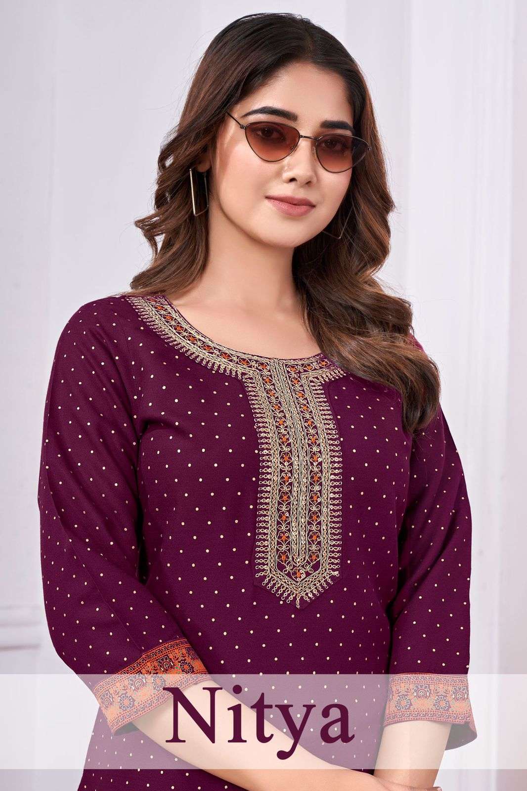 NITYA VOL-1 BY ASLIWHOLESALE DESIGNER RAYON PATTERN GOLD KHADI KURTIS