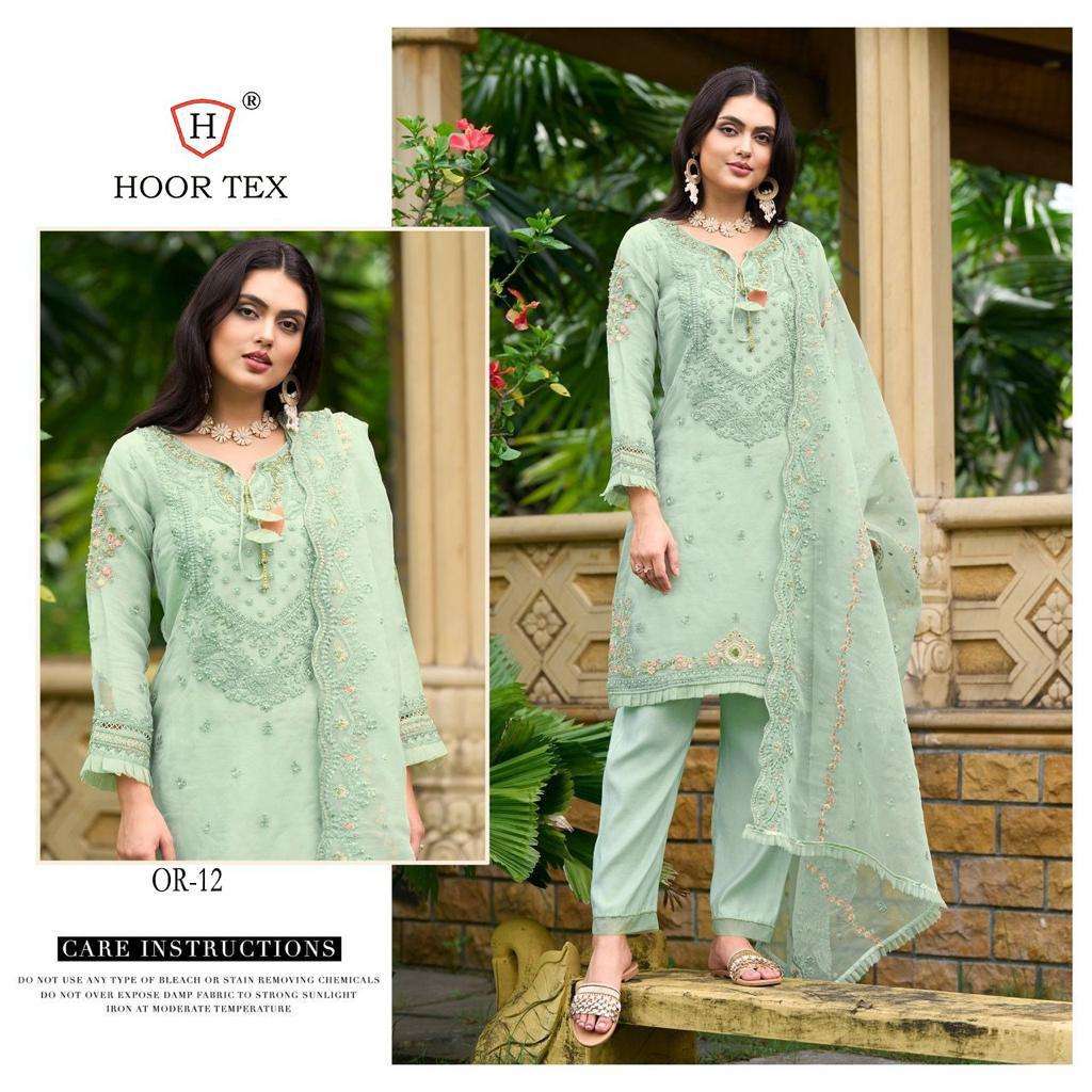 OR-12 HIT DESIGN BY HOOR TEX DESIGNER ORGANZA EMBROIDERY PAKISTANI DRESS