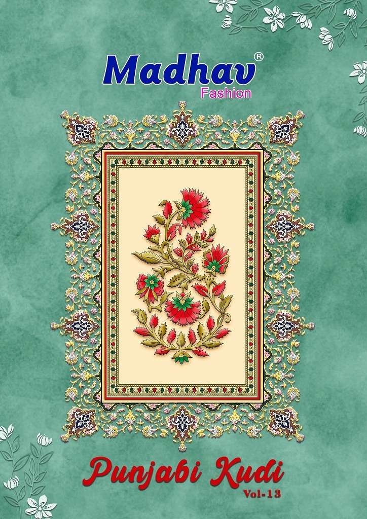 PUNJABI KUDI VOL-13 BY MADHAV FASHION 13001 TO 13010 SERIES COTTON DRESSES