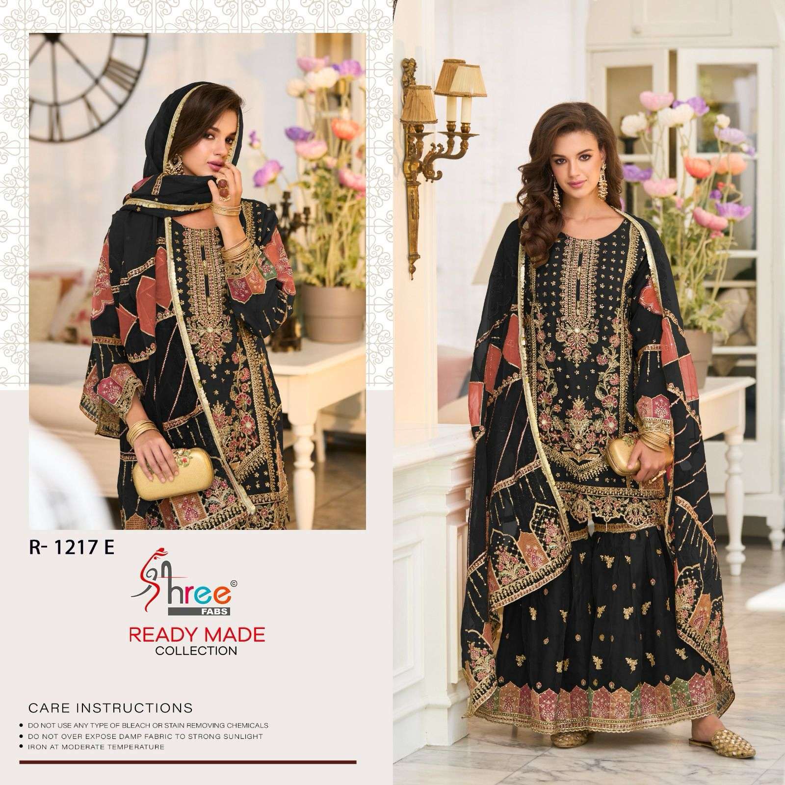 R-1217 COLOURS BY SHREE FABS 1217-E TO 1217-H EMBROIDERED ORGANZA PAKISTANI DRESSES