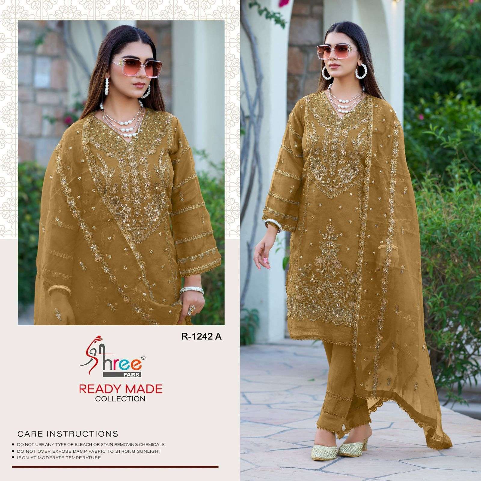 R-1242 NX BY SHREE FABS HEAVY EMBROIDERED ORGANZA PAKISTANI DRESSES