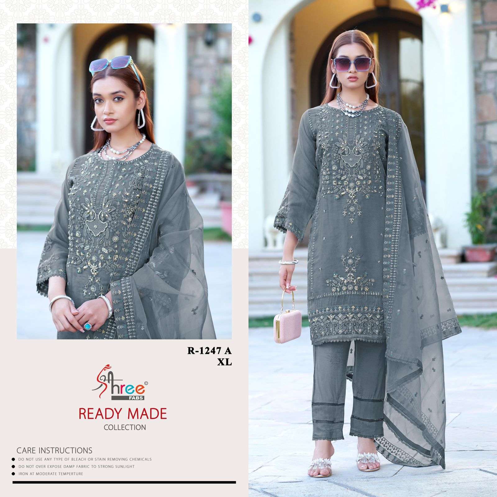 R-1247 NX BY SHREE FABS HEAVY EMBROIDERED ORGANZA PAKISTANI DRESSES