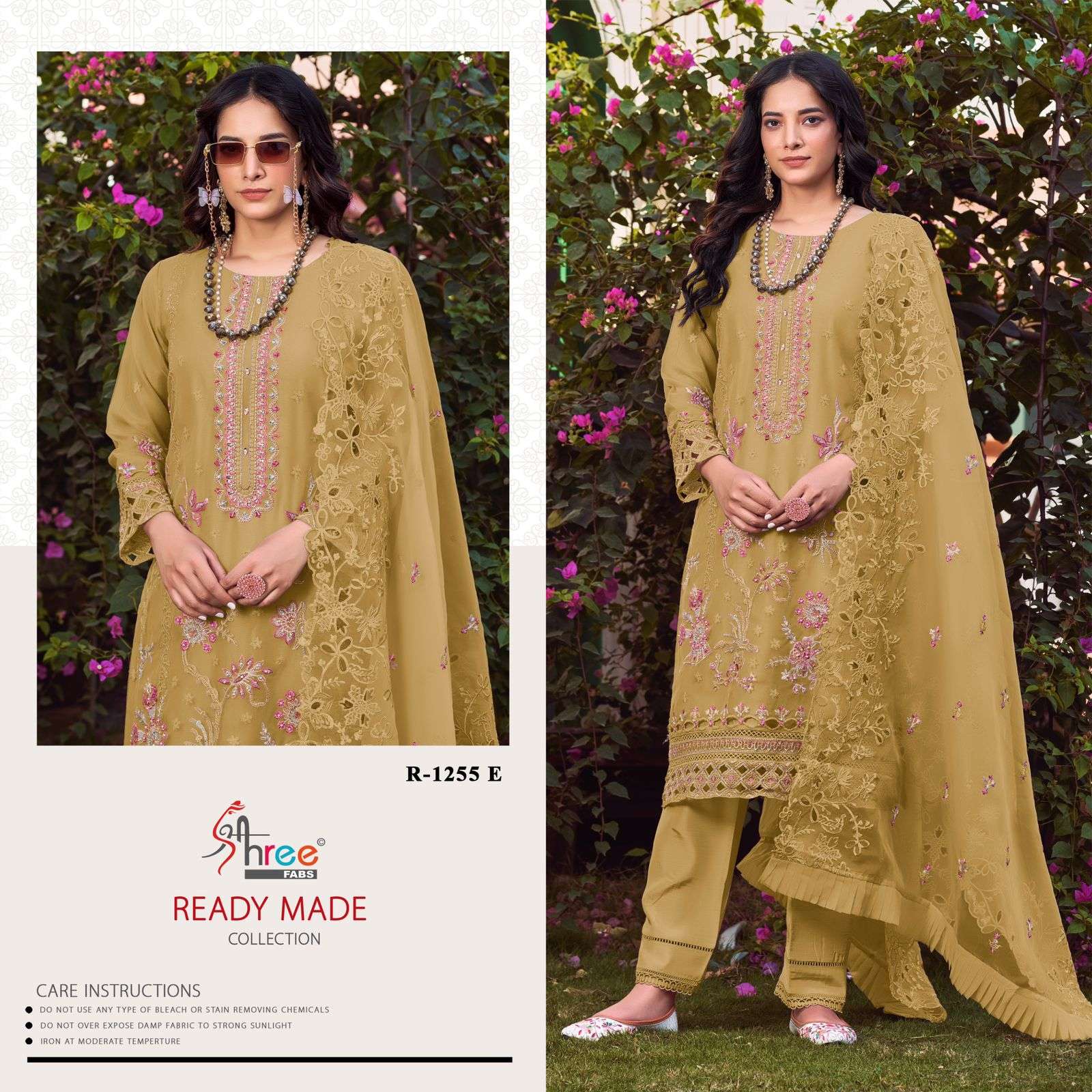 R-1255 BY SHREE FABS 1255-E TO 1255-H HEAVY EMBROIDERED ORGANZA PAKISTANI DRESSES