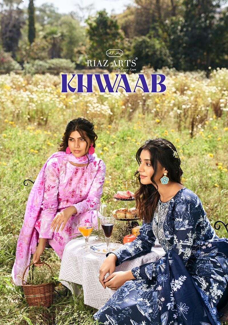 RIAZ KHWAAB BY ASLIWHOLESALE 2301 TO 2307 SERIES KARACHI LAWN PRINT EMBROIDERY DRESSES