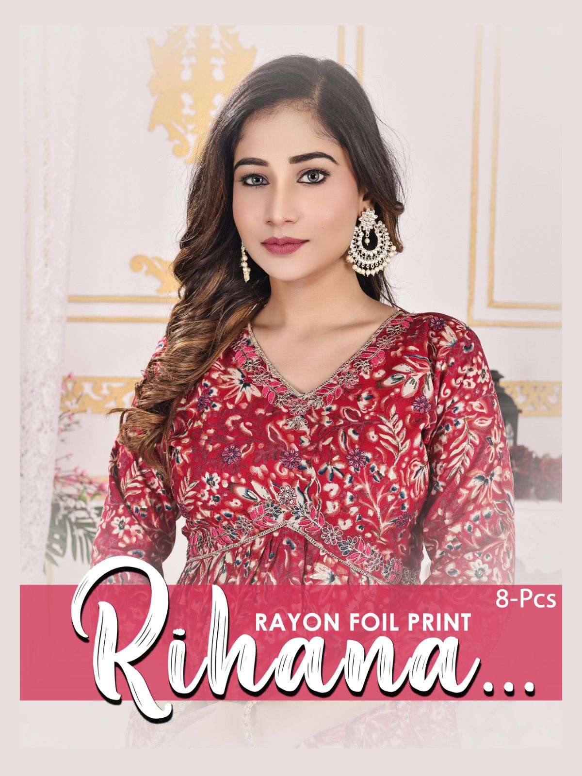 RIHANA BY ASLIWHOLESALE 001 TO 1008 DESIGNER FACNY RAYON PRINT DRESSES