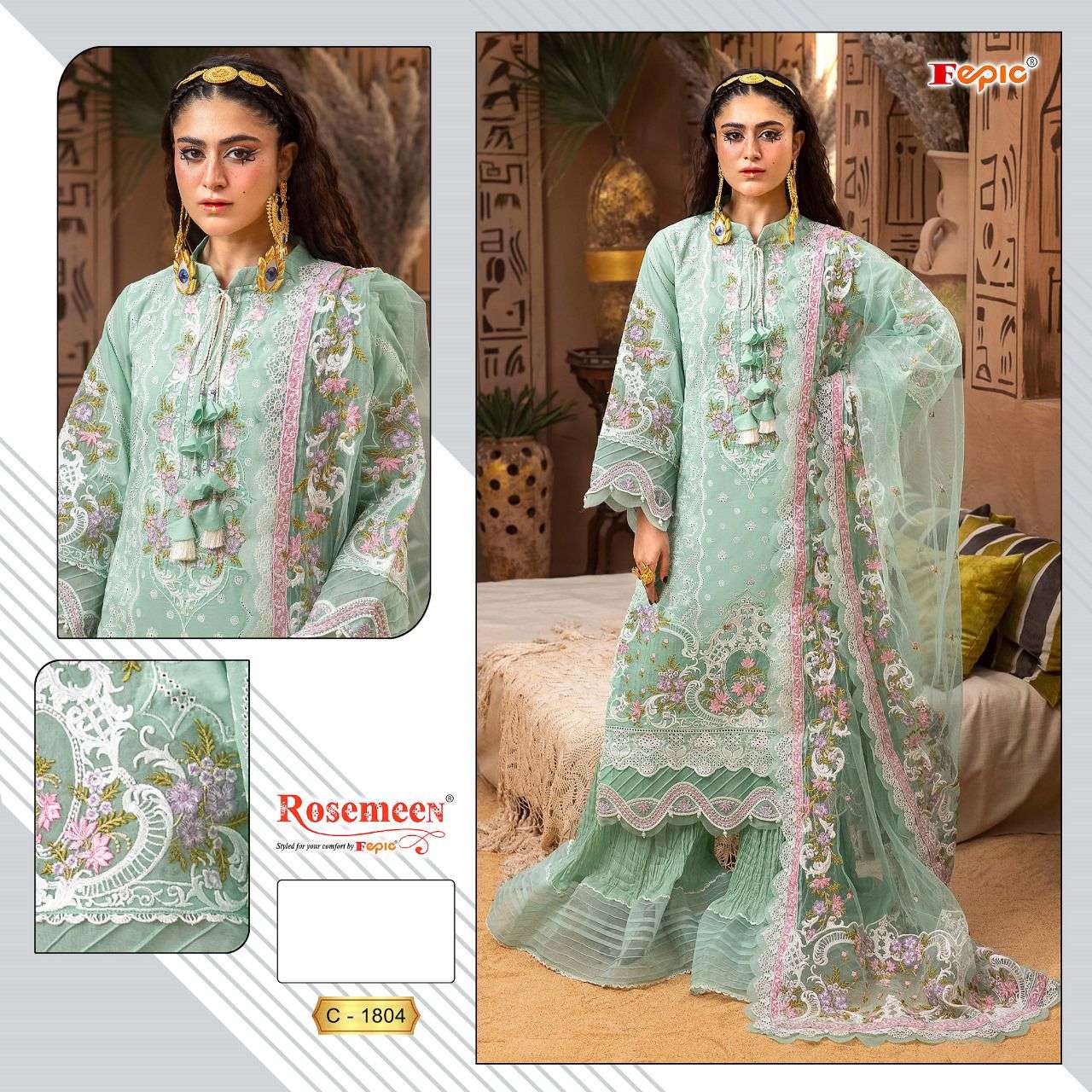 ROSEMEEN C-1804 COLOURS BY FEPIC DESIGNER COTTON EMBROIDERY DRESSES