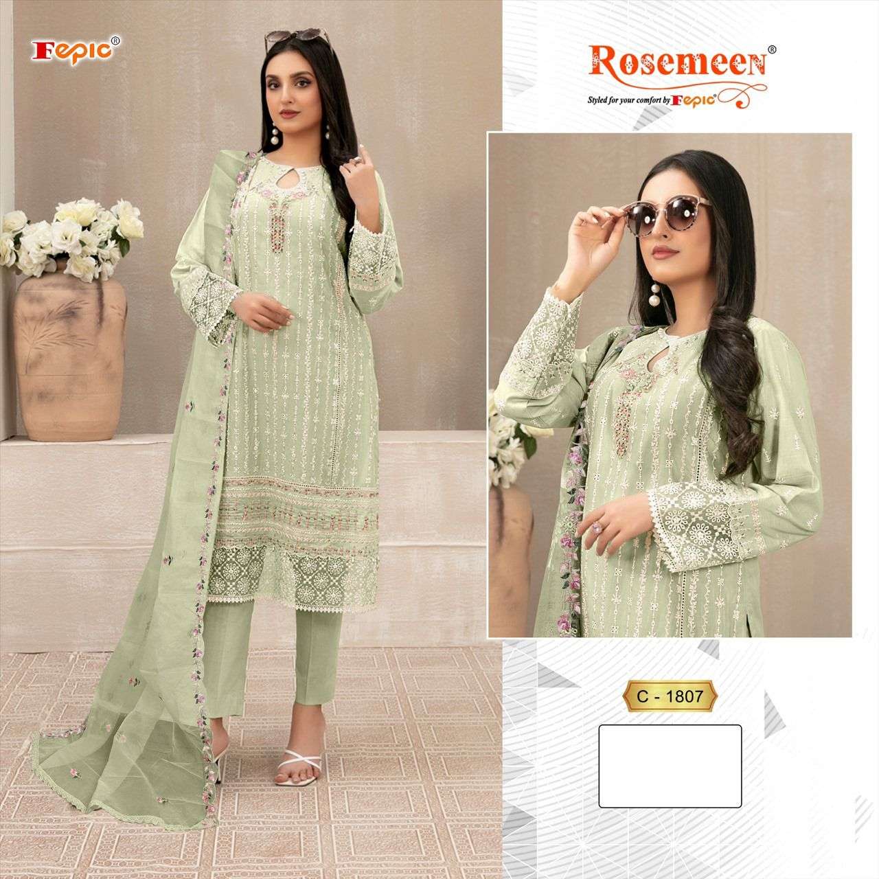 ROSEMEEN C-1807 COLOURS BY FEPIC DESIGNER GEORGETTE EMBROIDERY DRESSES